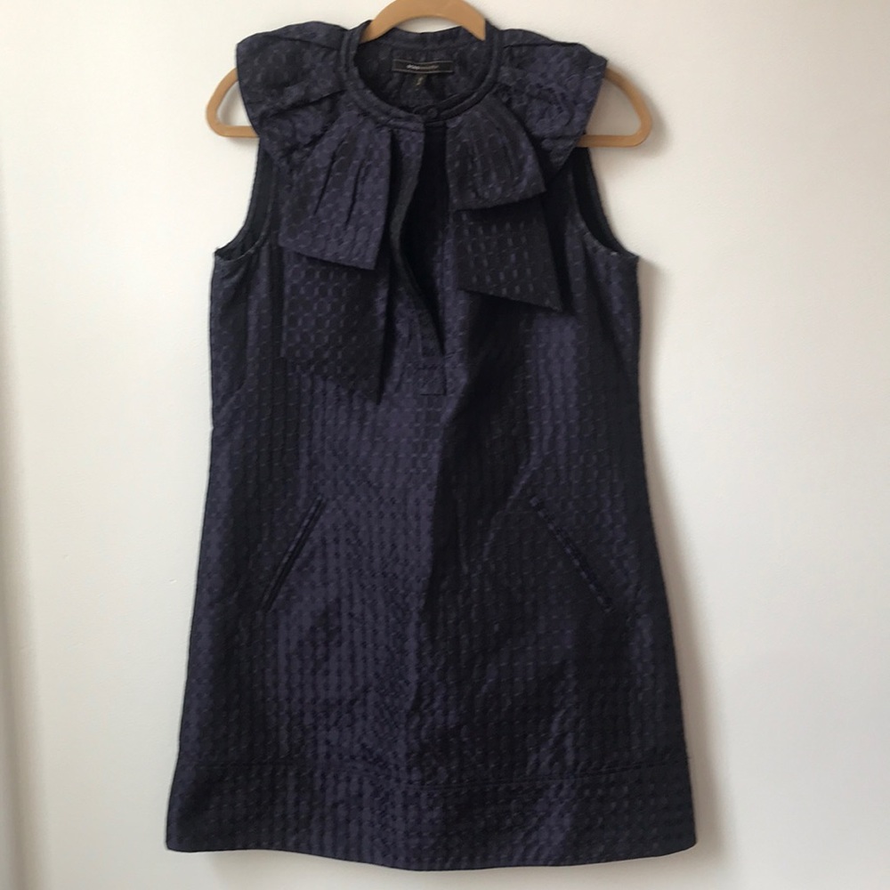 BCBGMaxAzria Ruffle Collar Blue Sheath w/ Pockets